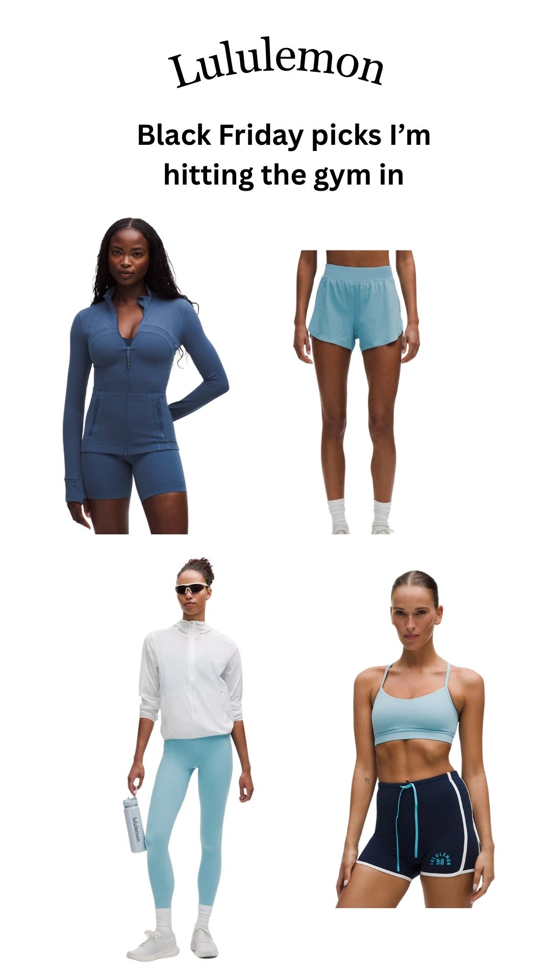 What I got from #Lululemon Black Friday Sale! Clearly on a blue theme and I picked pieces I can mix and match the colors and styles with for all new outfits this season💙

#LTKfitnessgoals #LTKGiftGuide #LTKHoliday