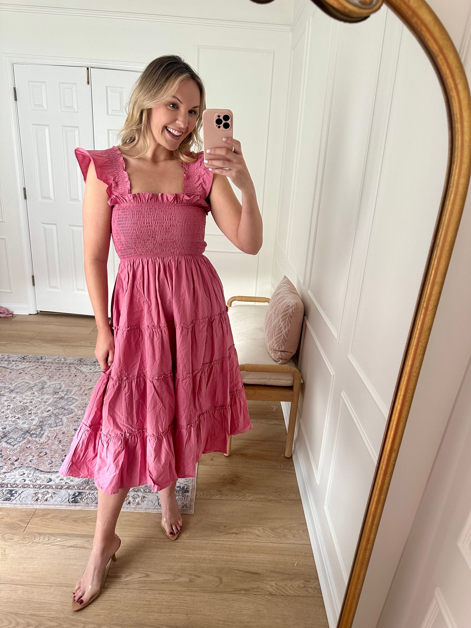 This dress comes in other colors but I love the pink for spring and summer! Great vacation dress, spring family photos, spring occasion dress. Wearing a med 

#LTKMidsize #LTKSeasonal #LTKStyleTip
