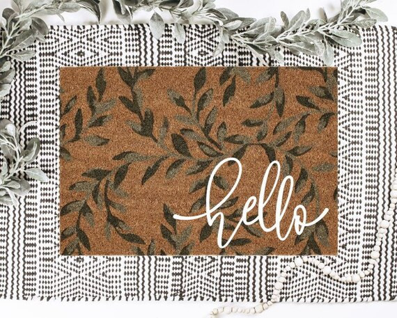 Hello Plant Doormat Coir Doormat Outdoor Rug Hand Painted | Etsy | Etsy (US)