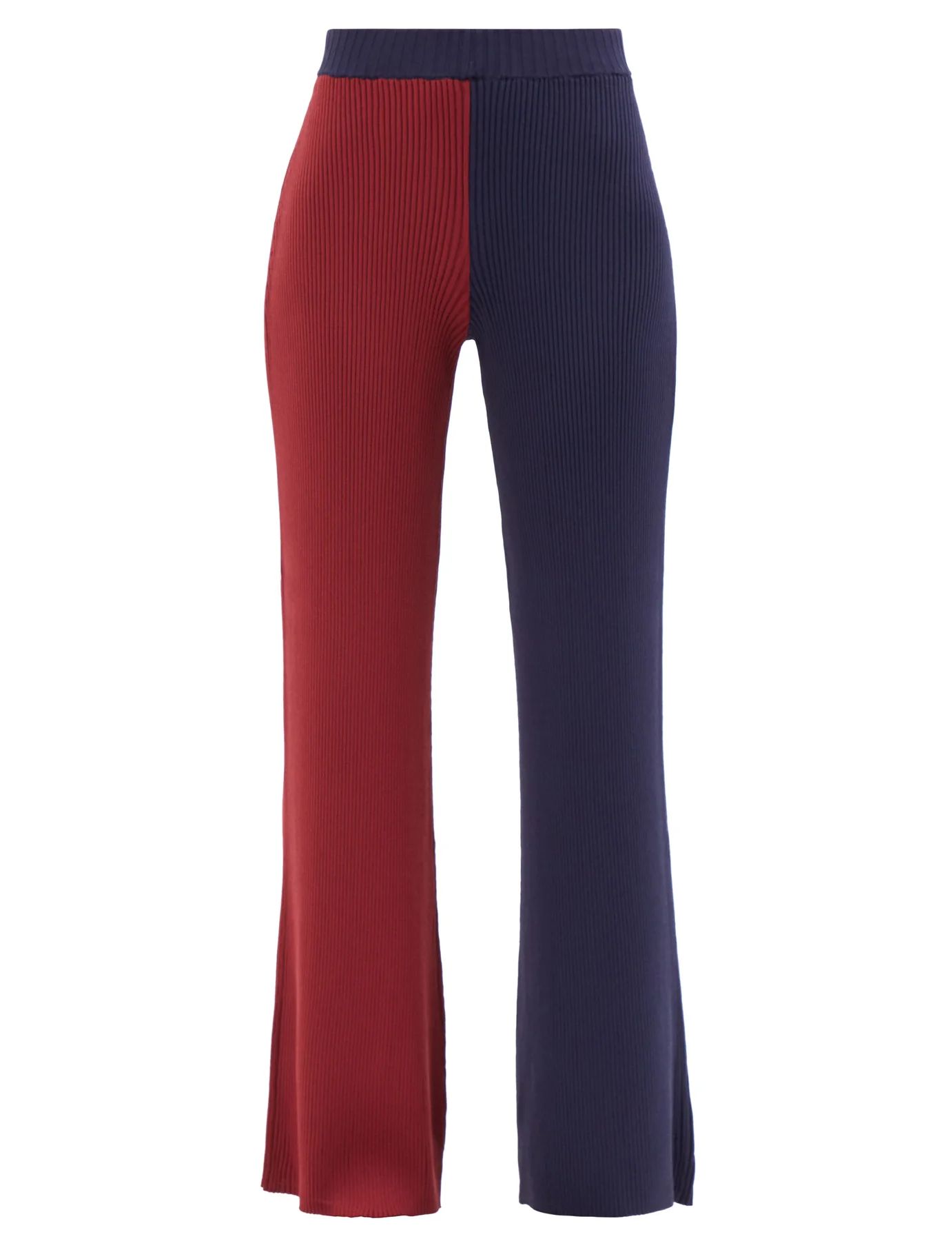Faama colour-block ribbed-knit flared trousers | Staud | Matches (US)