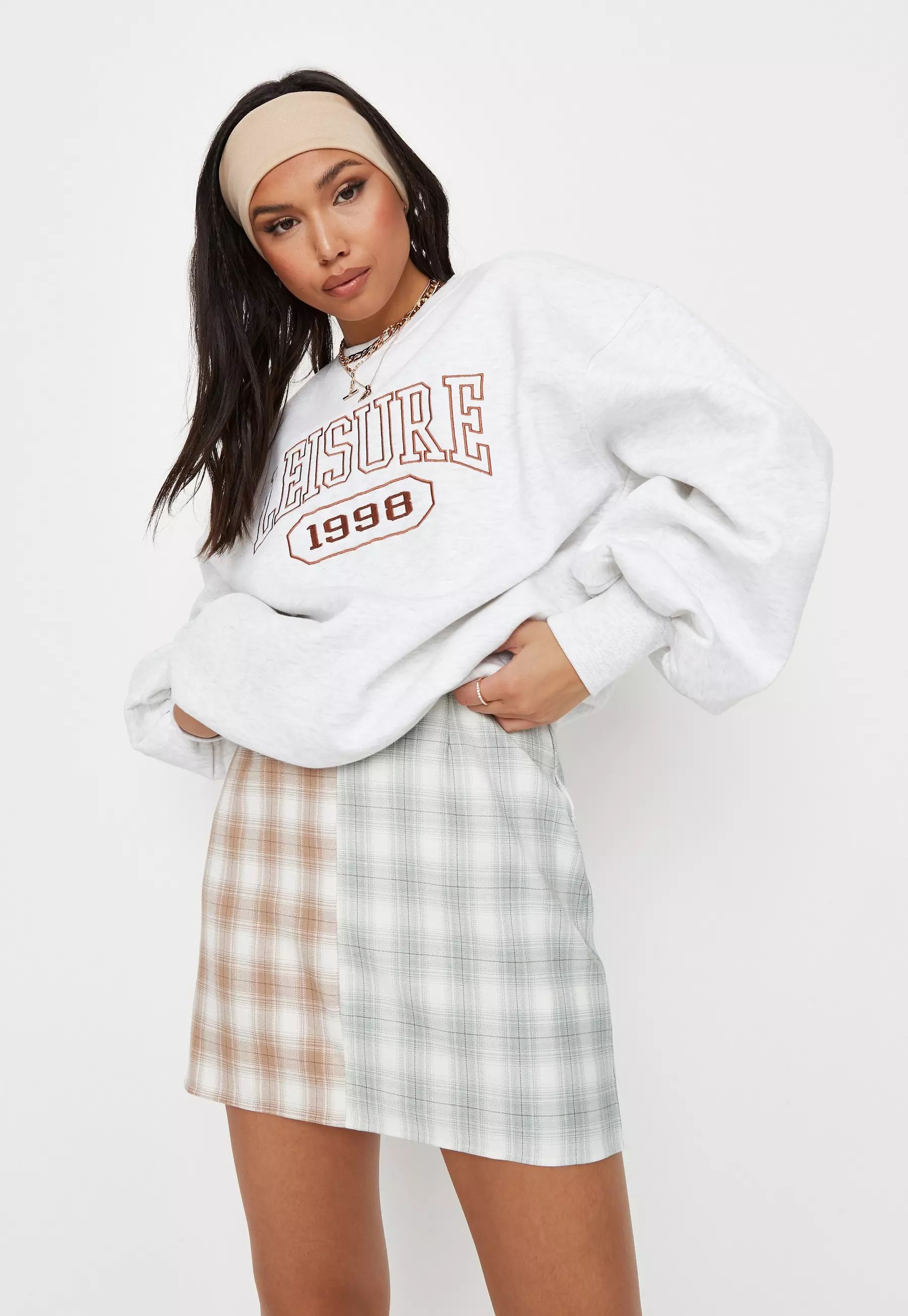 Hannah Renée Edit Grey Marl Leisure Embroidered Oversized Sweatshirt | Missguided (UK & IE)