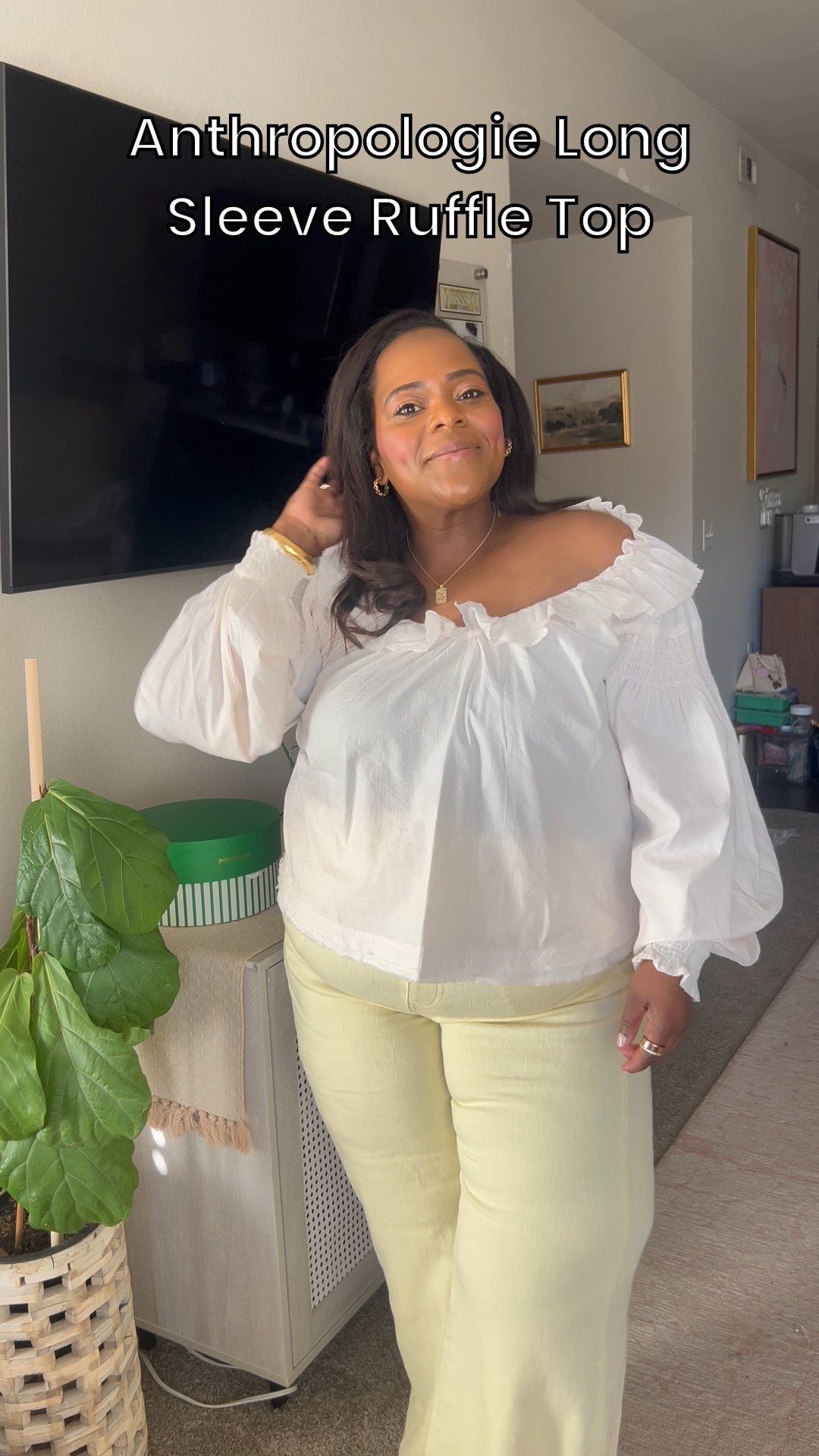 Wear this fun top from Anthropologie on or off the shoulders! 🥰

GNO / Date Night / Weekend outfit / Brunch 

#LTKMidsize #LTKStyleTip #LTKPlusSize