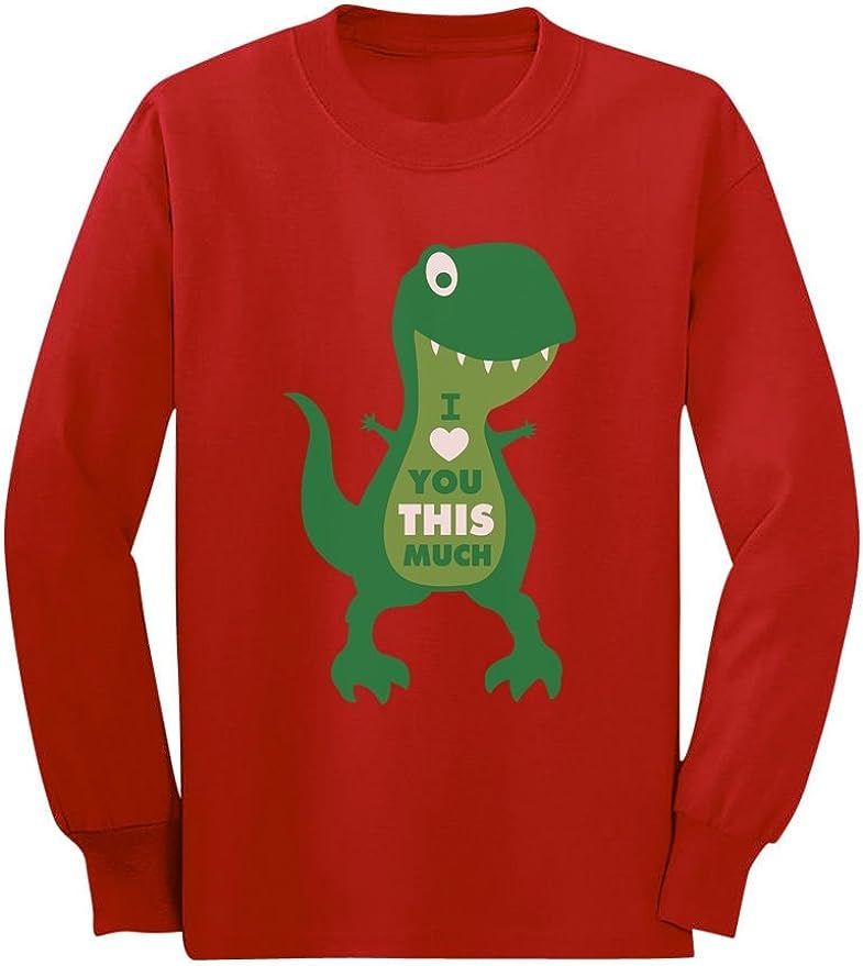 Valentine's Day I Love You This Much T-Rex Toddler Kids Long Sleeve T-Shirt | Amazon (US)