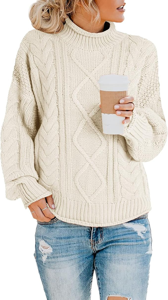 Saodimallsu Womens Turtleneck Oversized Sweaters Batwing Long Sleeve Pullover Loose Chunky Knit J... | Amazon (US)