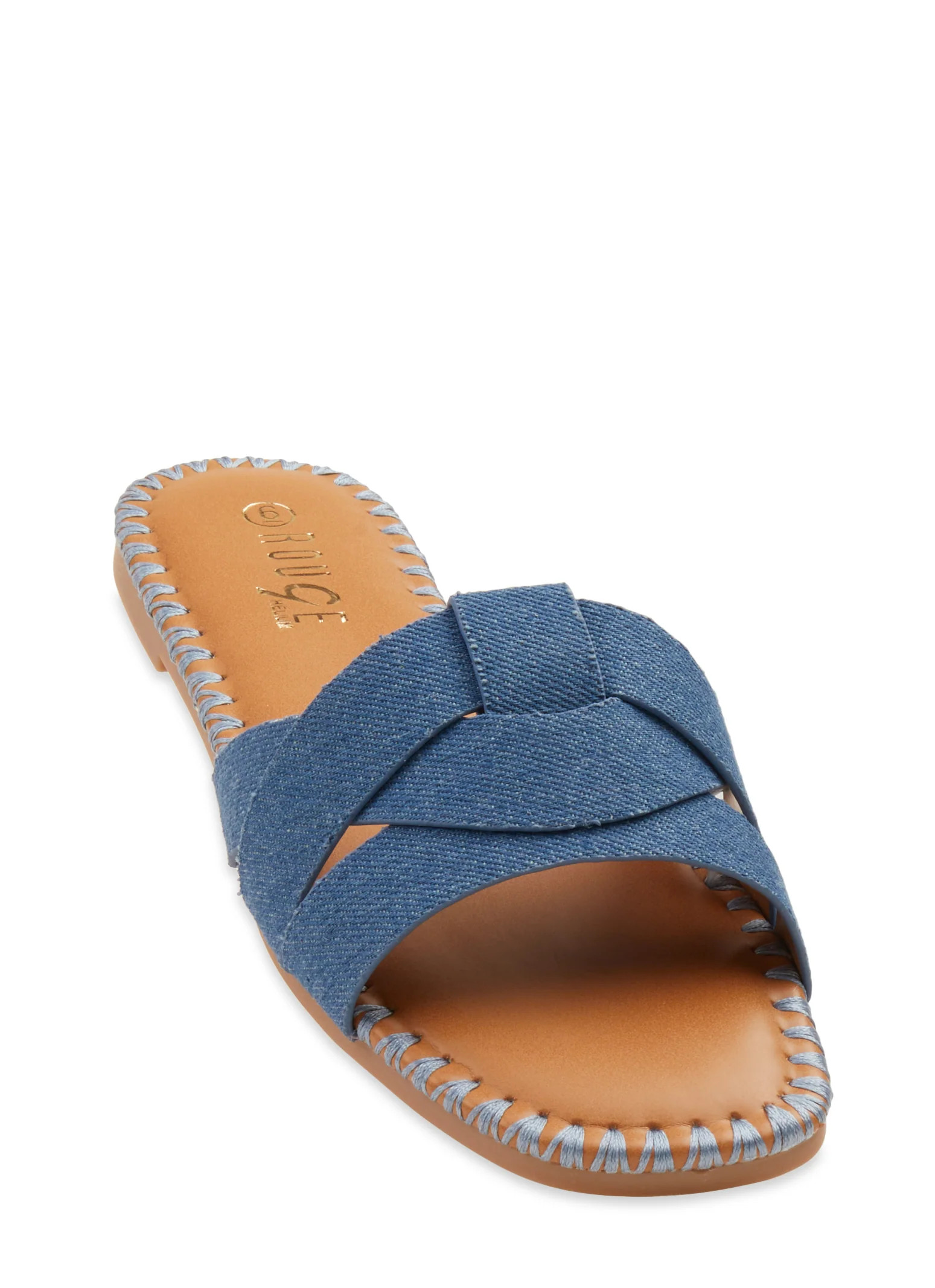 Woven Band Open Toe Slide Sandals | Rainbow Shops