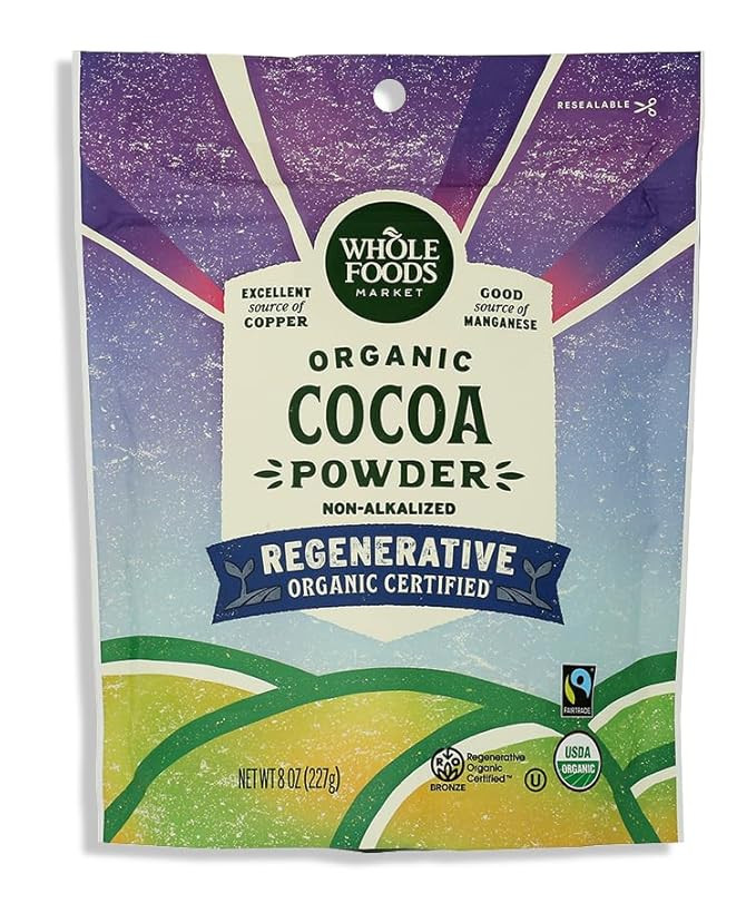WHOLE FOODS MARKET REGENERATIVE ORGANIC COCOA POWDER, 8 OZ | Amazon (US)