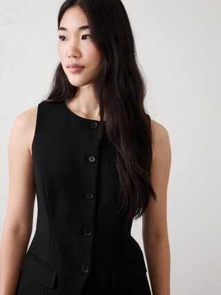 Linen-Blend Long Cutaway Vest | Banana Republic Factory