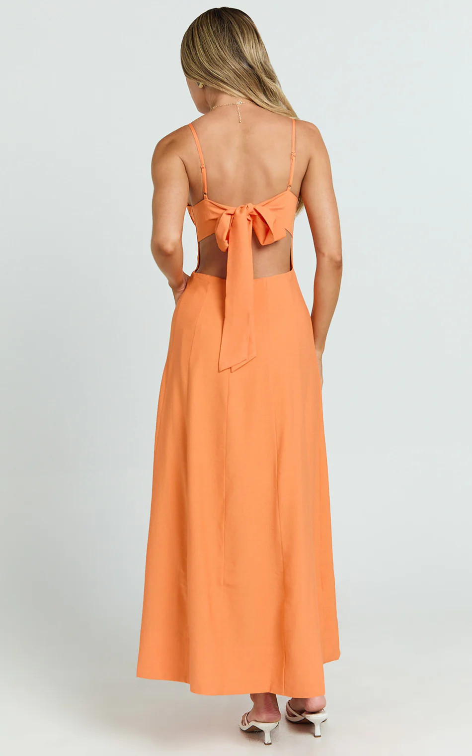 Amalie The Label - Ray Corset Panel Tie Back Midi Linen Blend Dress | Showpo (US, UK & Europe)