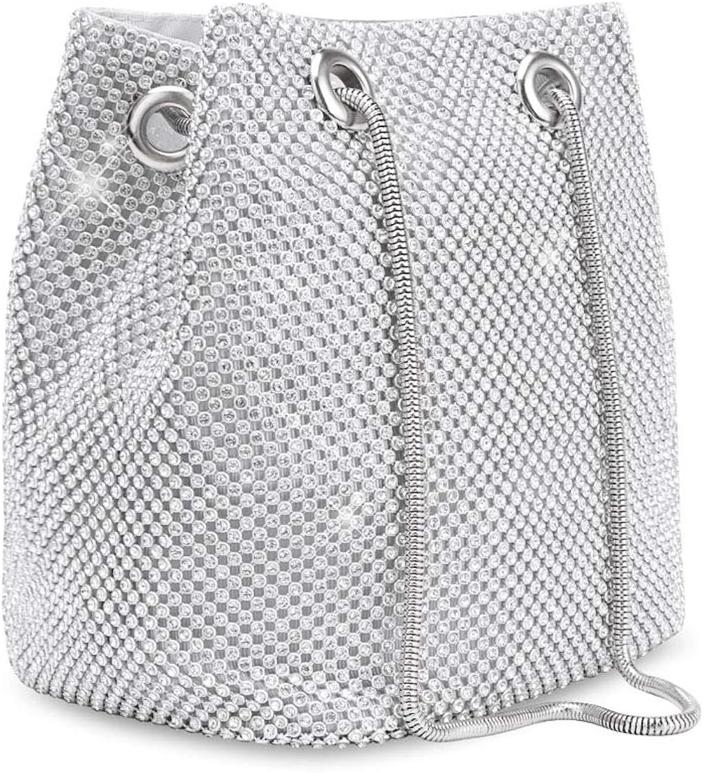 Women's Evening Bag- Upgraded Size Full Rhinestones Bucket Bag Shining Bag Shoulder Bag for Party... | Amazon (US)