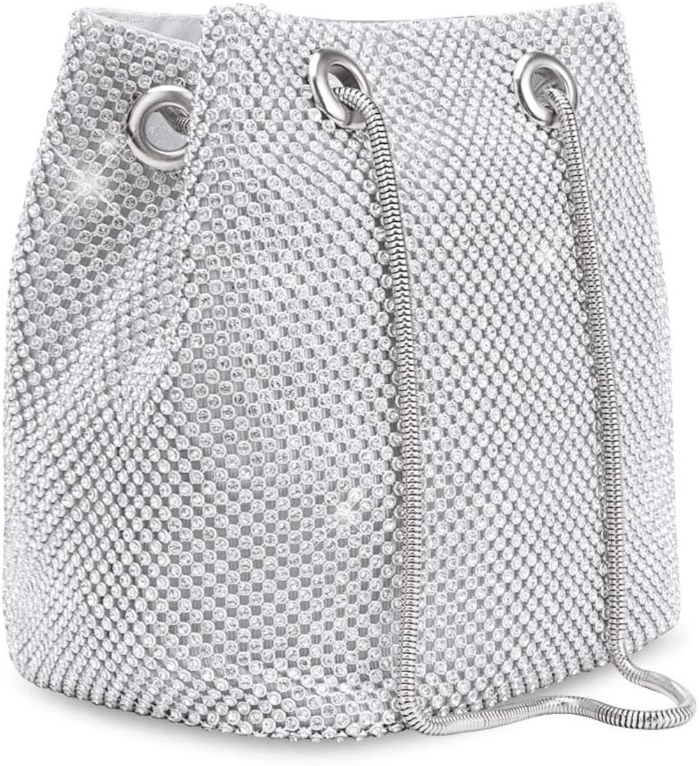 Women's Evening Bag- Upgraded Size Full Rhinestones Bucket Bag Shining Bag Shoulder Bag for Party... | Amazon (US)