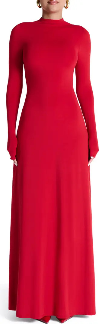 Naked Wardrobe Mock Neck Long Sleeve Maxi Dress | Nordstrom | Nordstrom