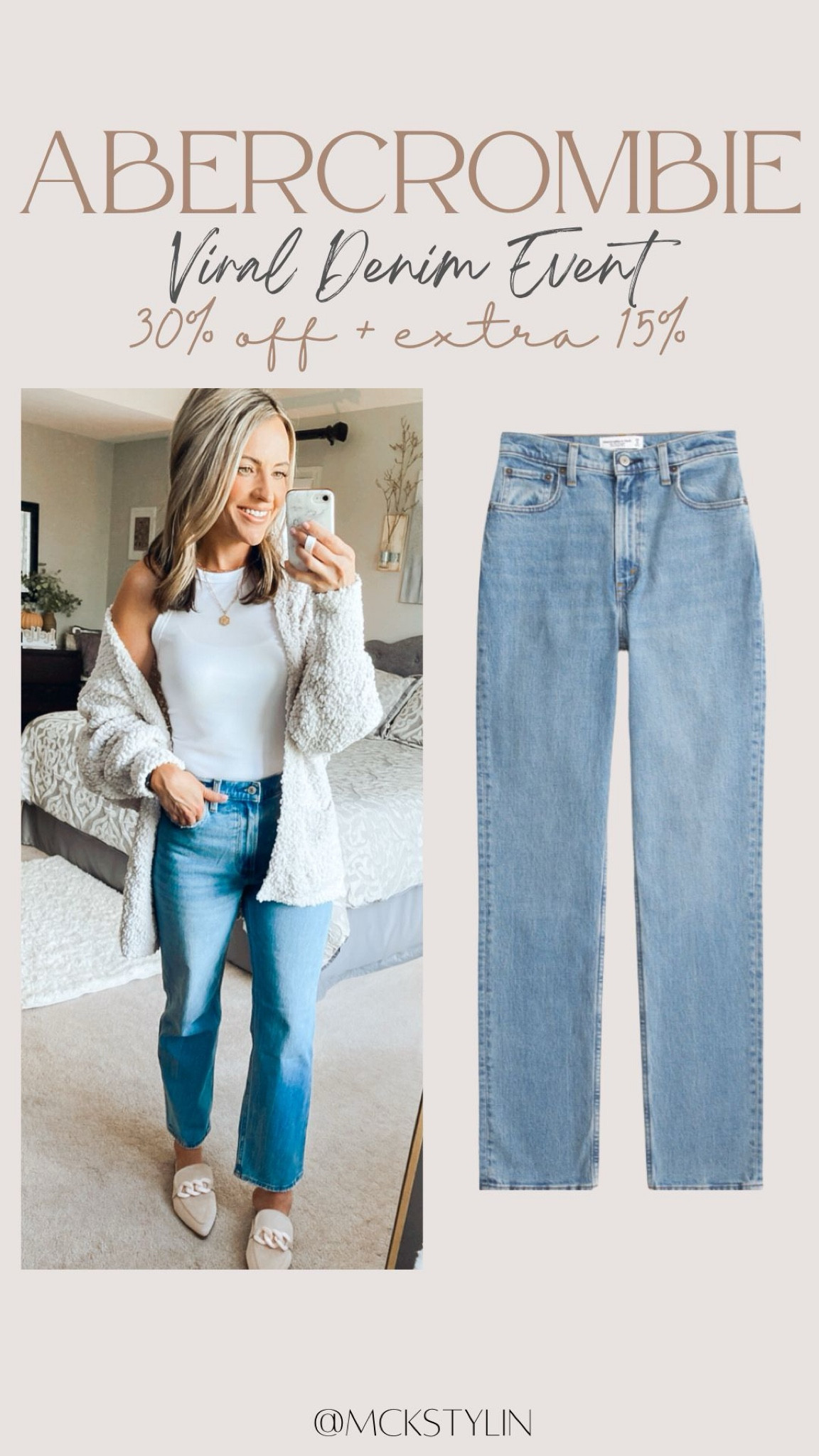 Abercrombie vital denim sale is here! 30% off is huge! PLUS an additional 15% off when you copy the promo code here in the LTK app. I wear my true size 26#LTKMostLoved

#LTKStyleTip #LTKSaleAlert