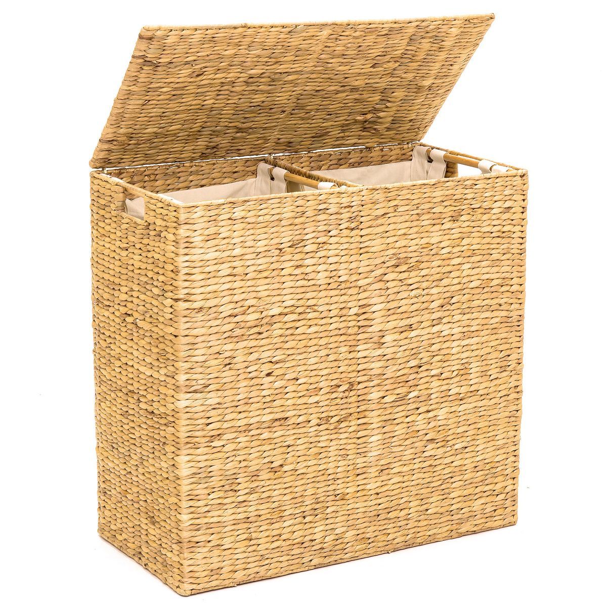 Best Choice Products XL Natural Woven Water Hyacinth Double Laundry Hamper Basket w/ 2 Liner Bags... | Target