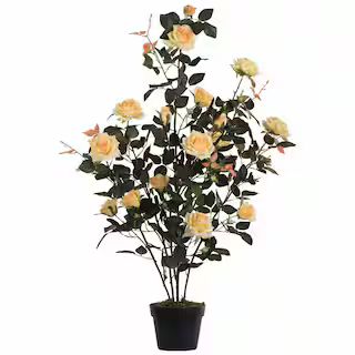 Vickerman 45 in. Artificial Yellow Rose Plant in Pot. TA181845 - The Home Depot | The Home Depot