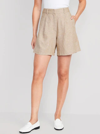Extra High-Waisted Taylor Linen-Blend Trouser Shorts for Women -- 6-inch inseam | Old Navy (US)