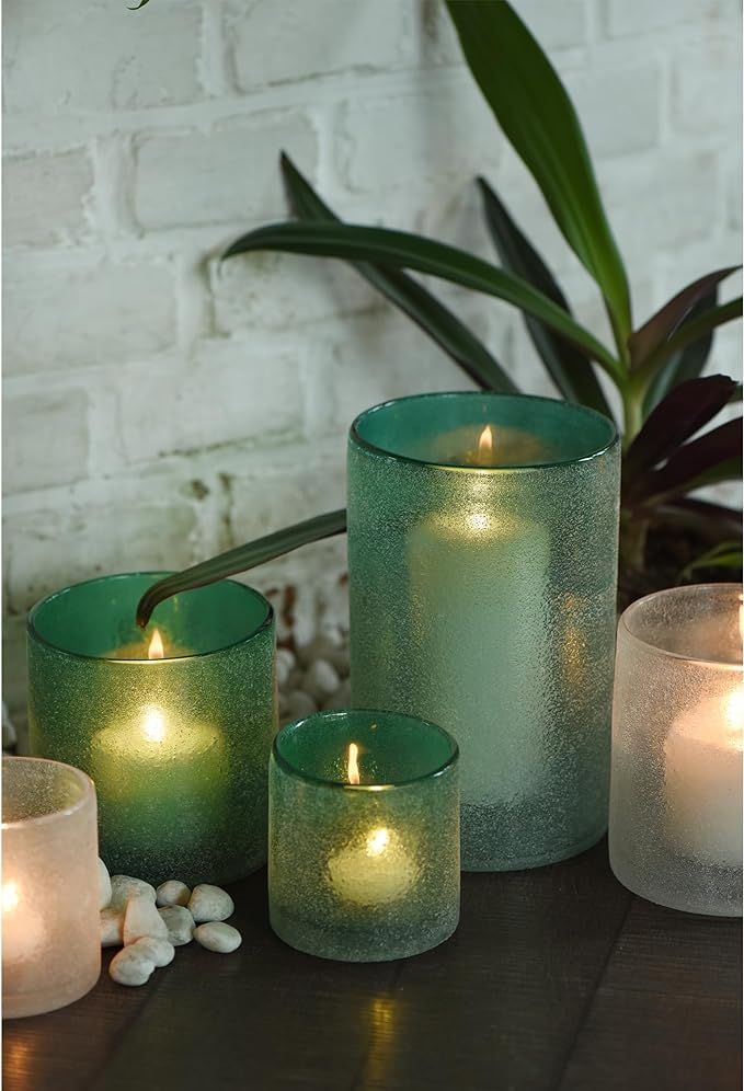 ARIAMOTION Candle Holders Set of 3 for Pillar, Votive, and Tealight in Sandy Green Hurricane Vase... | Amazon (US)