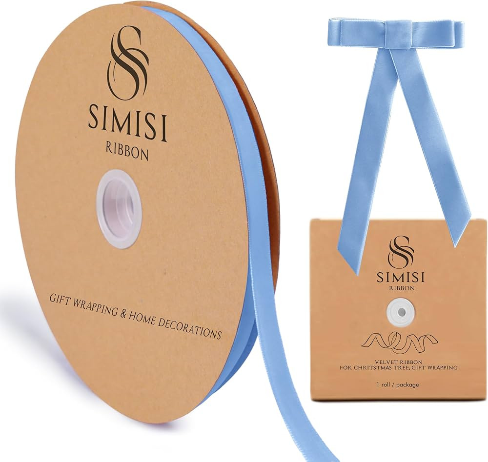 Blue Velvet Ribbon 3/8'' 25 Yards for Chritstmas Tree, Gift Wrapping, Wreath Decorations, Bow Making | Amazon (US)