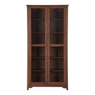 Home Decorators Collection Bradstone 72.20 in. Walnut Bookcase with Glass Doors JS-3424-C | The Home Depot