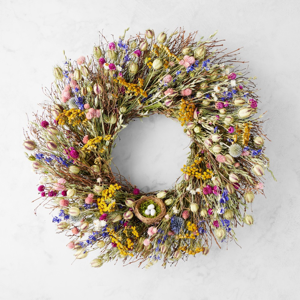 Spring Floral Nest Live Wreath, 22" | Williams-Sonoma