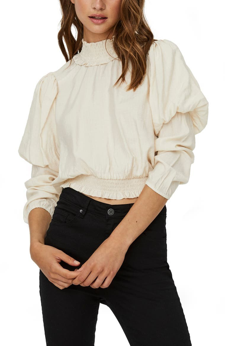 Smocked Mock Neck Long Sleeve Top | Nordstrom