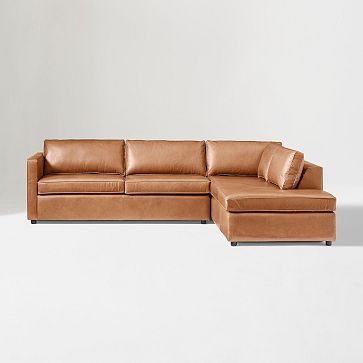 Harris Leather 2-Piece Bumper Chaise Sectional (104"–114") | West Elm (US)