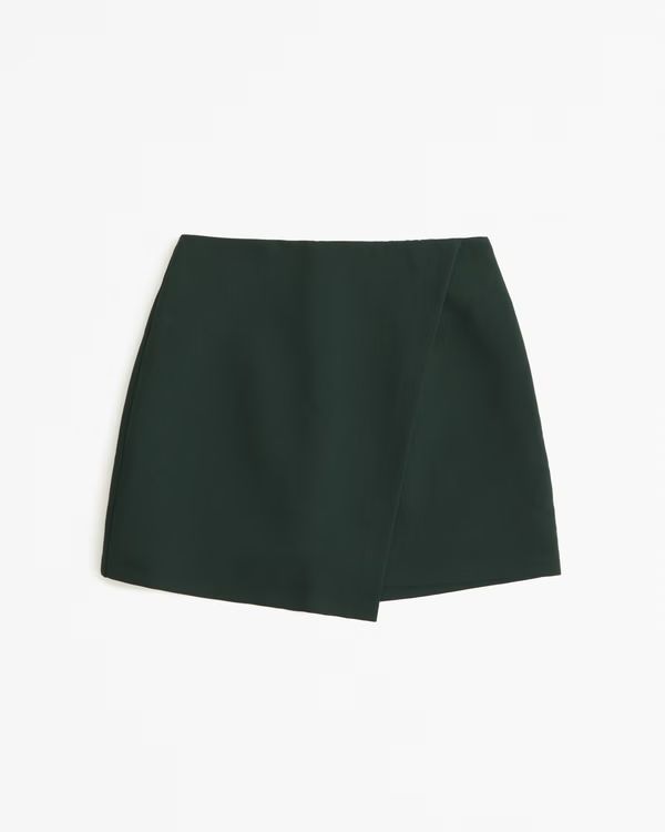 Women's Menswear Wrap-Front Mini Skort | Women's Bottoms | Abercrombie.com | Abercrombie & Fitch (US)