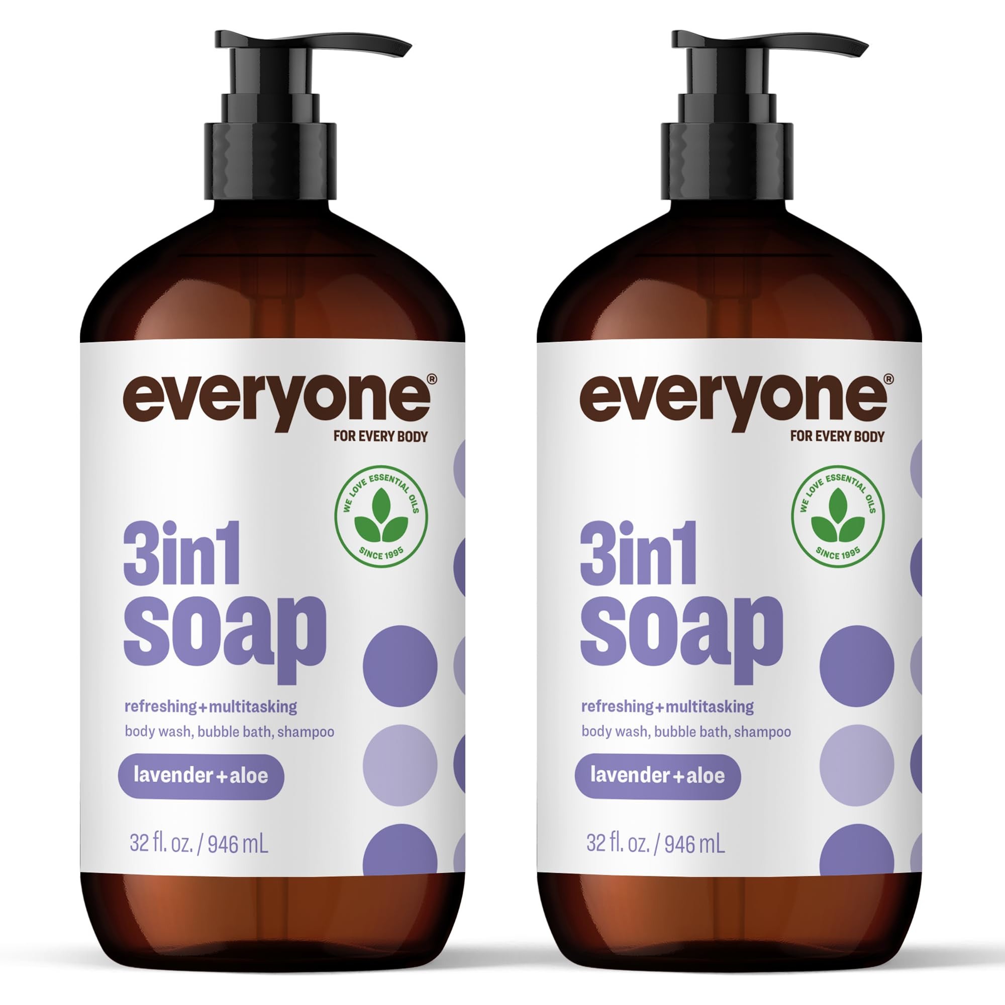 Everyone 3-in-1 Soap, Body Wash, Bubble Bath, Shampoo, 32 Ounce (Pack of 2), Lavender and Aloe, m... | Amazon (US)