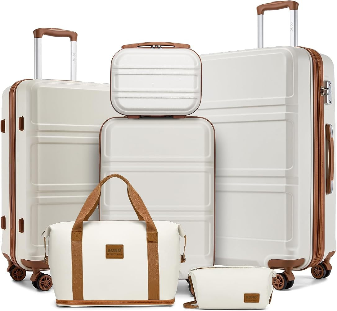 Kono Suitcase Set 3 Piece Luggage Set Expandable(only 28") PC+ABS Carry On Hardside Luggage with ... | Amazon (US)