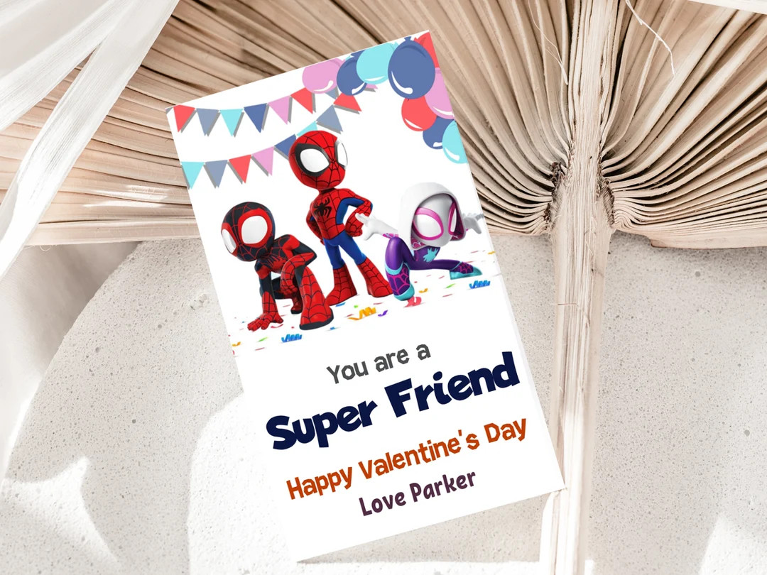 Spidey and His Amazing Friends Valentine's Day Card Kids Spidey Valentine's Day Cards EDITABLE In... | Etsy (US)