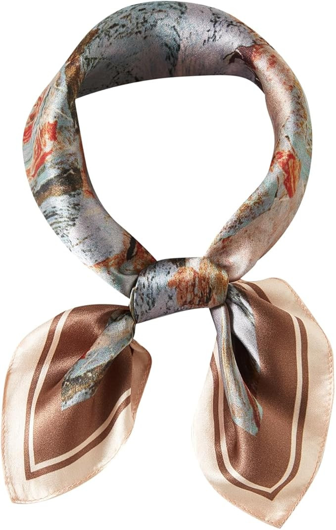 100% Mulberry Silk Neck Scarf 21"x21" Small Square Scarfs Bandana for Women Gift Packed | Amazon (US)