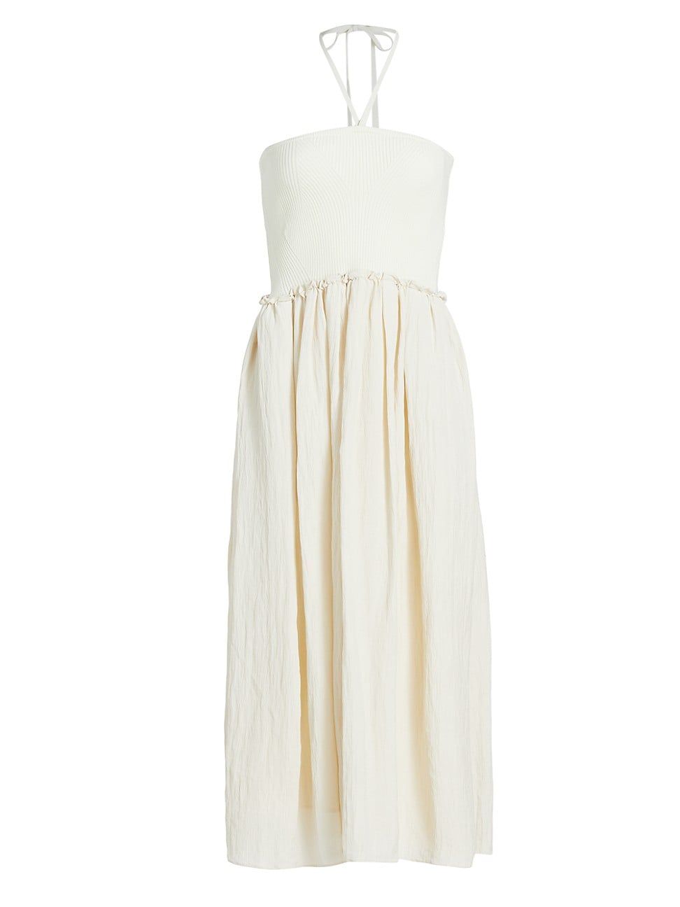 Women's Suzie Rib-Knit Halter Midi-Dress - Chalk Chalk - Size XS | Saks Fifth Avenue