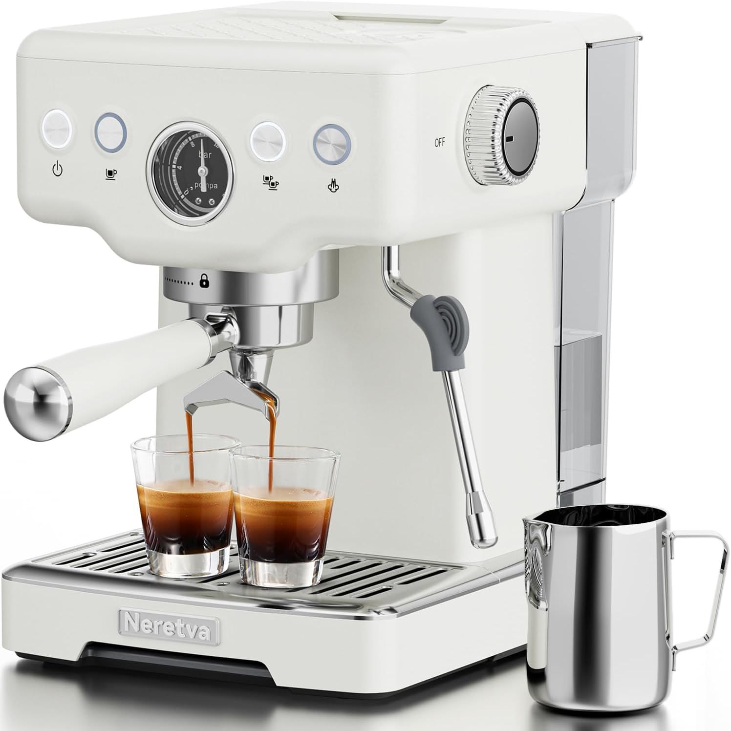 Neretva 15 Bar Espresso Machine with Milk Frother Steam Wand for Cappuccino, Latte, Macchiato, 14... | Amazon (US)