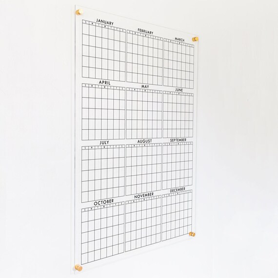 At A Glance 2020 Calendar | Reusable Yearly Dry Erase Acrylic Calendar | dry-erase 26x38 12 month... | Etsy (US)