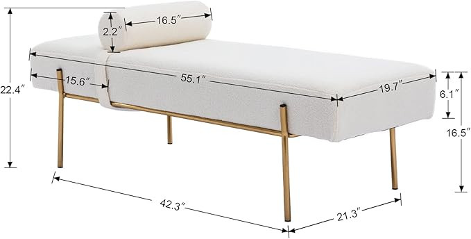 Modern End of Bed Bench, Upholstered Entryway Bench with Detachable Pillow for Living Room, Faux ... | Amazon (US)