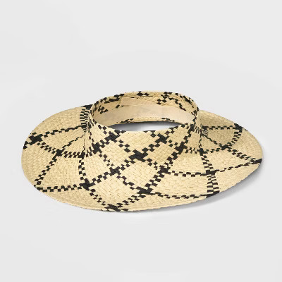 Women's Plaid Wide Brim Straw Visor Hat - A New Day™ Cream | Target
