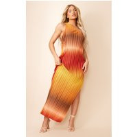 Brown Ombre Plisse One Shoulder Scoop Back Maxi Dress | PrettyLittleThing UK