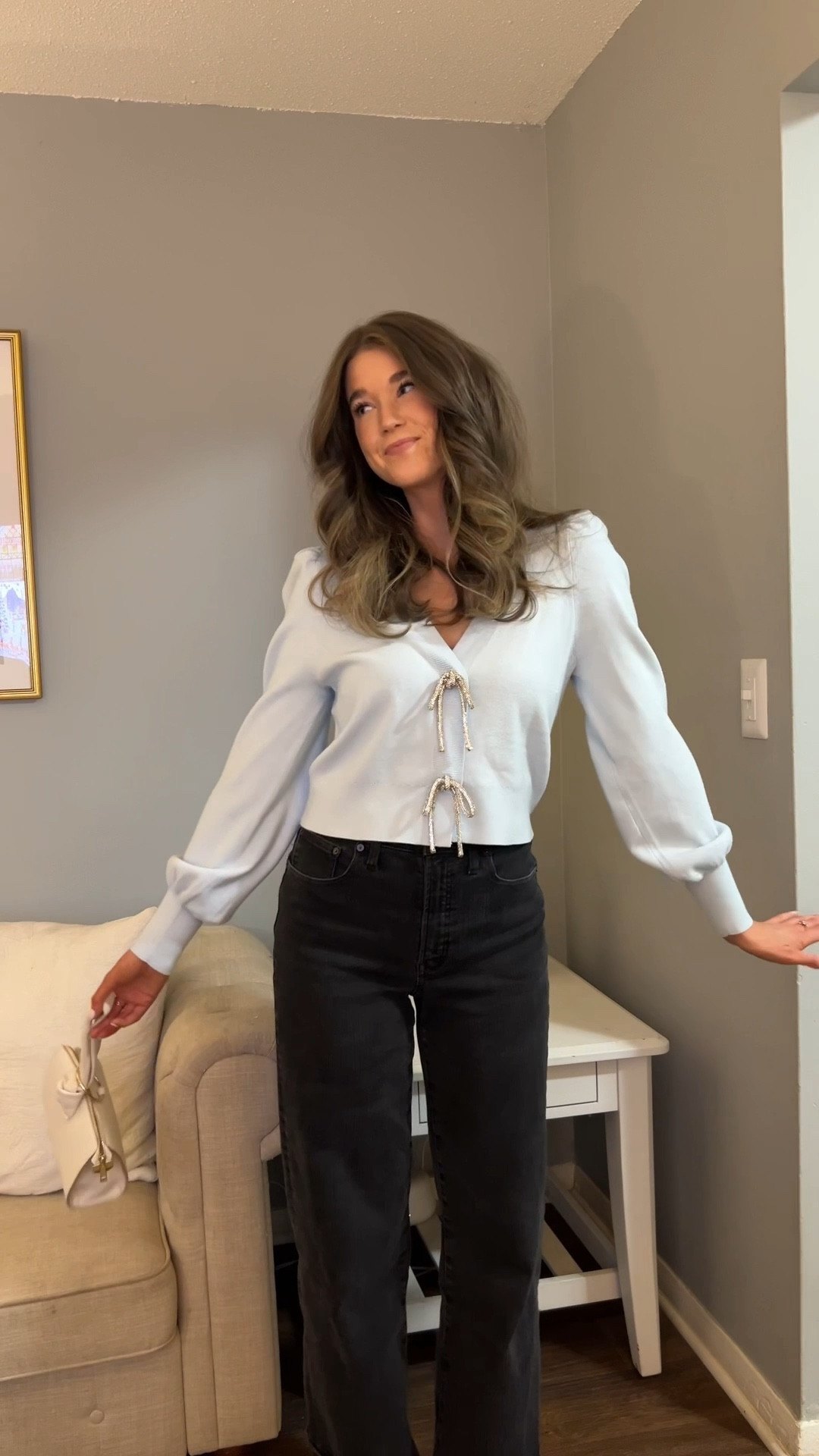 Christmas party outfit 🎄 exact cardigan is old from Express but similar ones are linked

(search words: blue cardigan, bow cardigan, rhinestone bows, holiday outfit)

#LTKHoliday #LTKFindsUnder100 #LTKootd