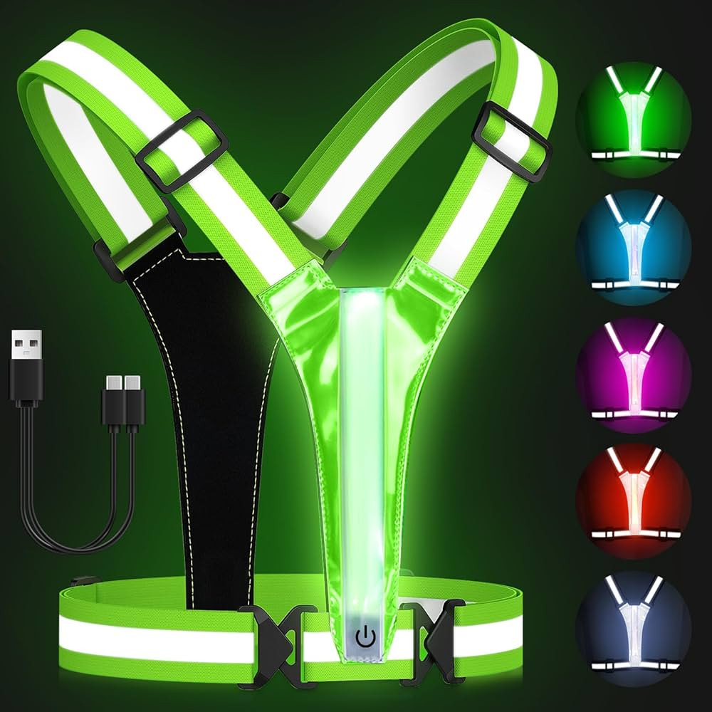 Zacro LED Reflective Vest Running Gear, 5 Lights Colors High Visibility Reflective Running Gear R... | Amazon (US)