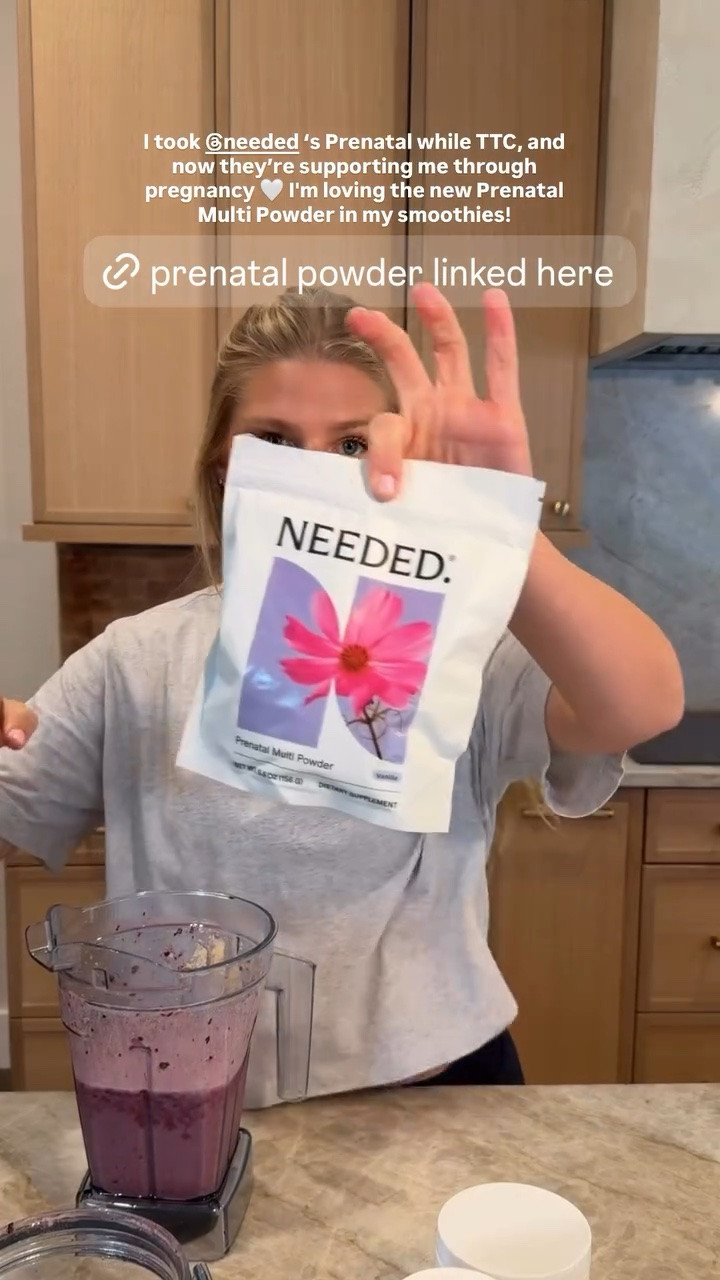 I took @needed ‘s Prenatal while TTC, and now they’re supporting me through pregnancy 🤍 I'm loving the new Prenatal Multi Powder in my smoothies!