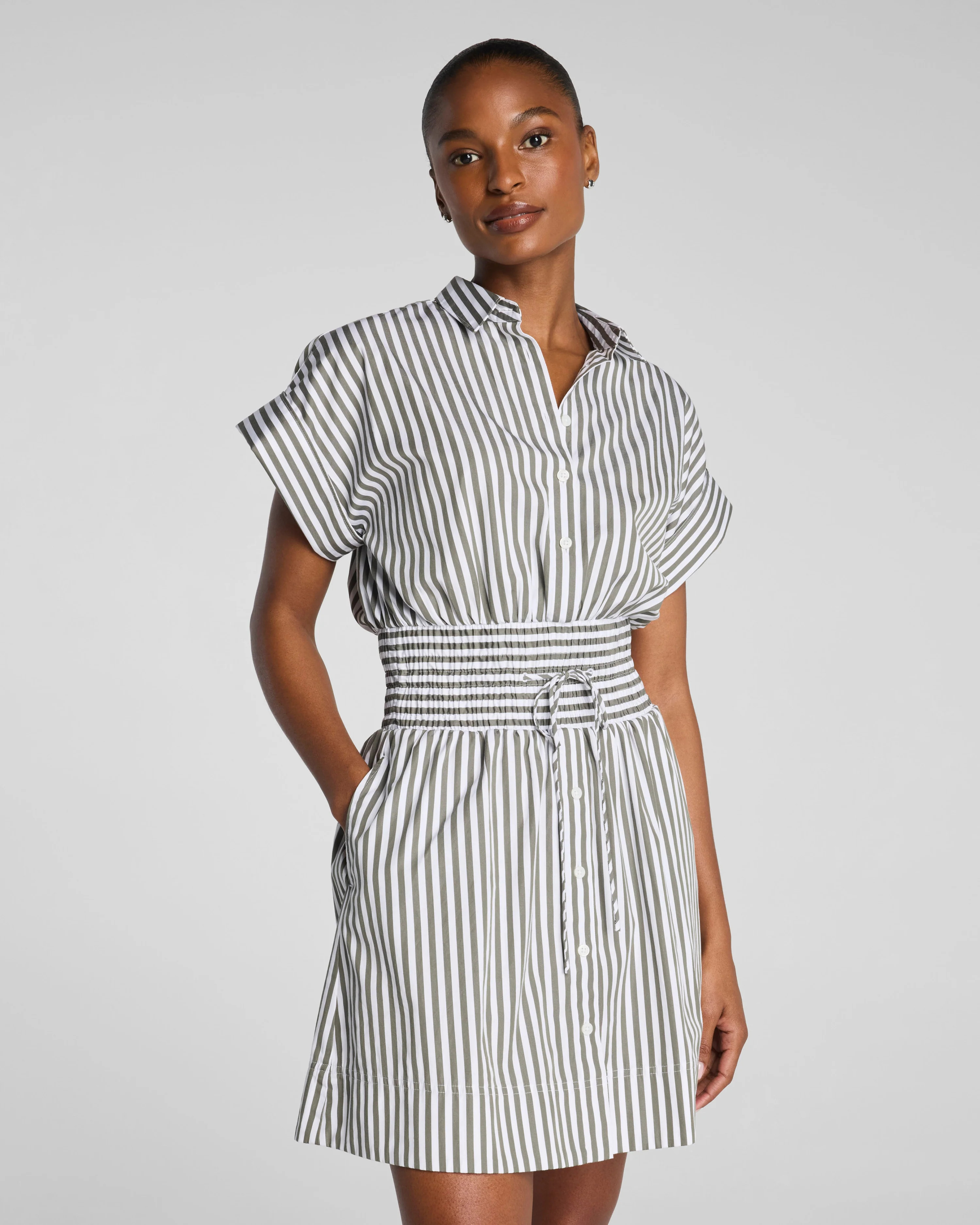 SPANX® Poplin Smocked Mini Shirt Dress | Supima® Cotton | Spanx