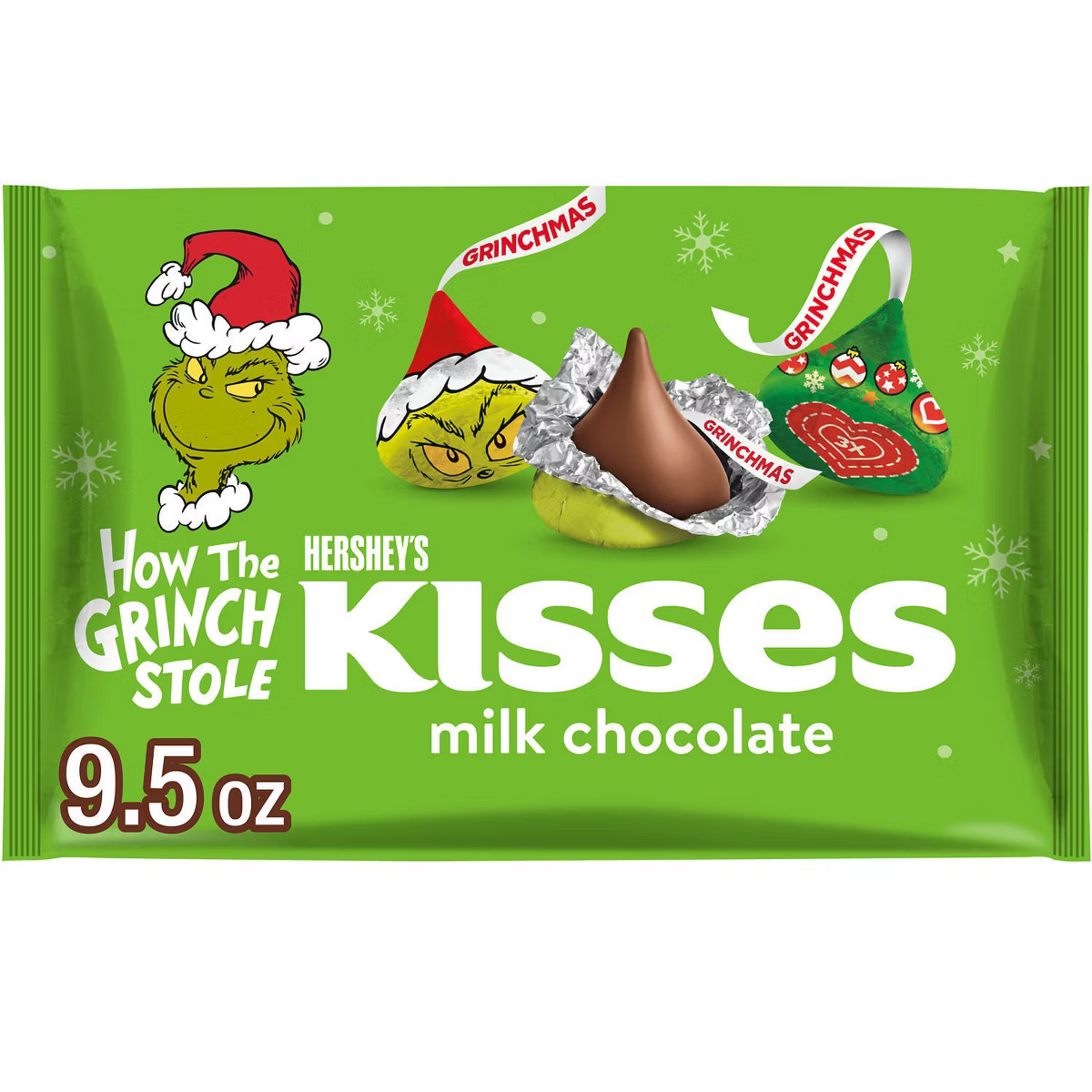 HERSHEY'S Kisses Christmas Grinch Milk Chocolate Candy - 9.5oz | Target