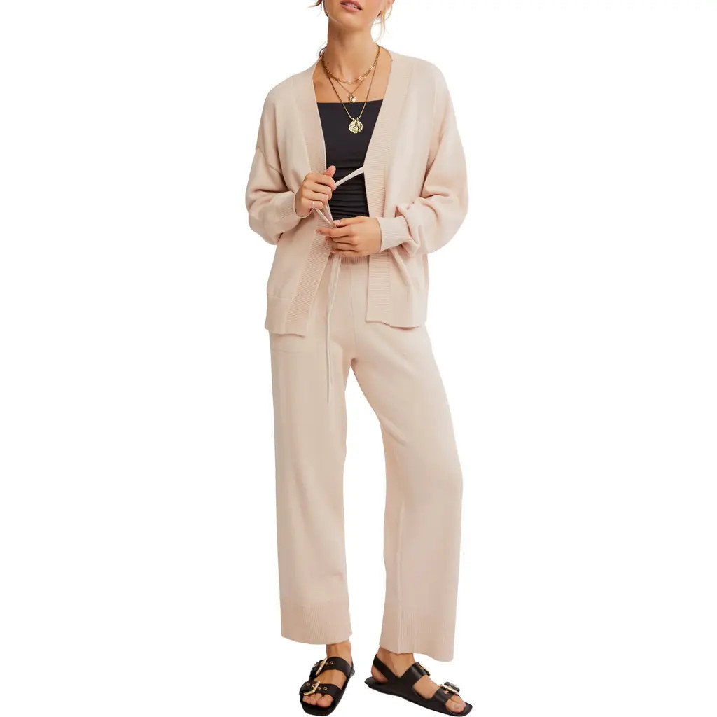 Free People Solar Cardigan & Pants Set in Sand Dollar at Nordstrom, Size Large | Nordstrom