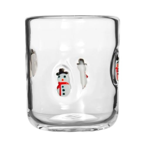 KUHBRCA Christmas Drinking Glasses, Set of Snowman Themed Juice and Cocktail Cups, 14 oz Old Fashioned Glassware for Holiday Parties and Gifts, Clear Hand Blown Glass (B) | Amazon (US)