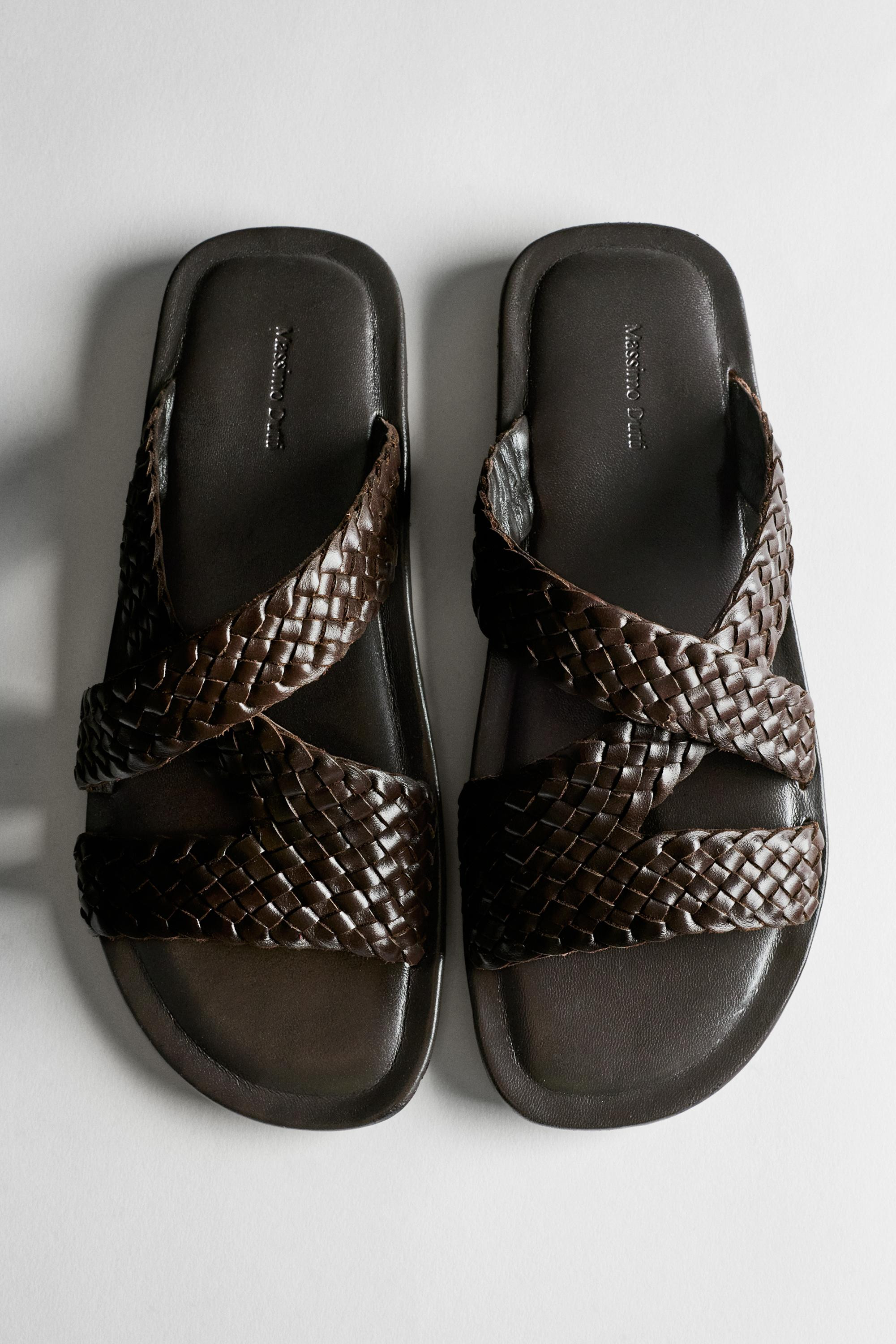 Braided leather sandals | Massimo Dutti UK