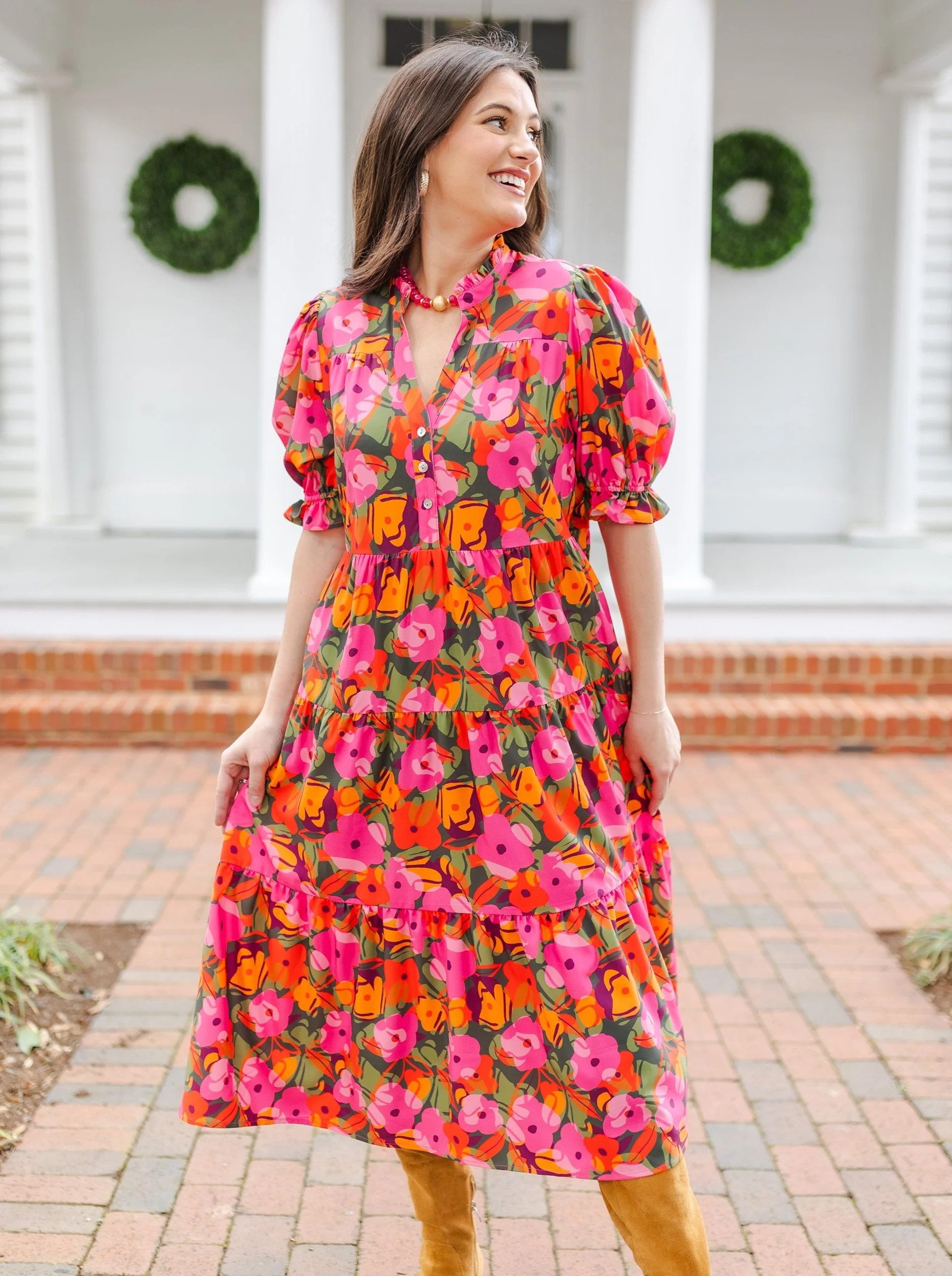 Evie Dress | Make Me Blush Olive | Michelle McDowell