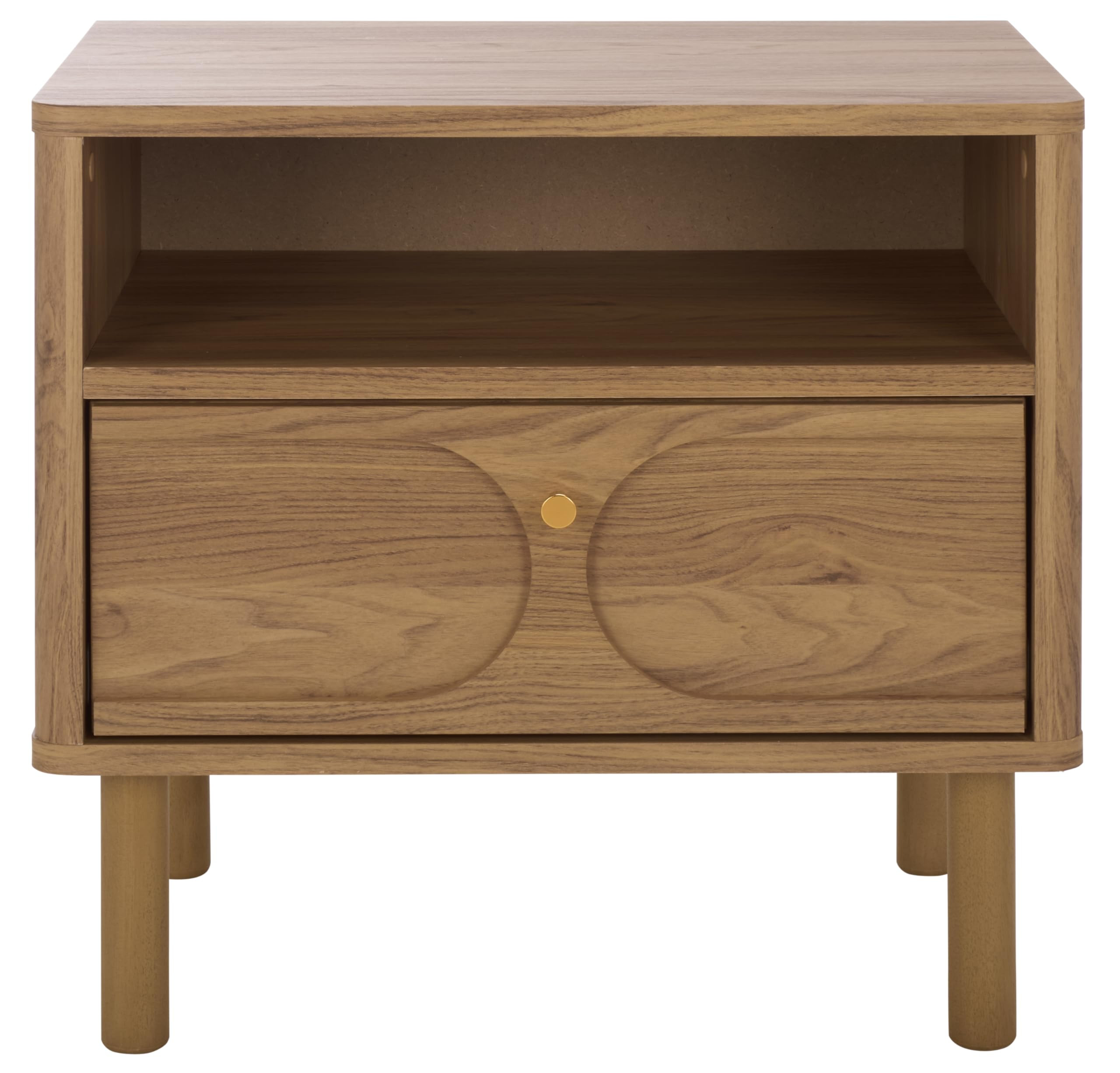 SAFAVIEH Home Collection Prinpop Oak Brown 1-Drawer 1-Shelf Nightstand | Amazon (US)