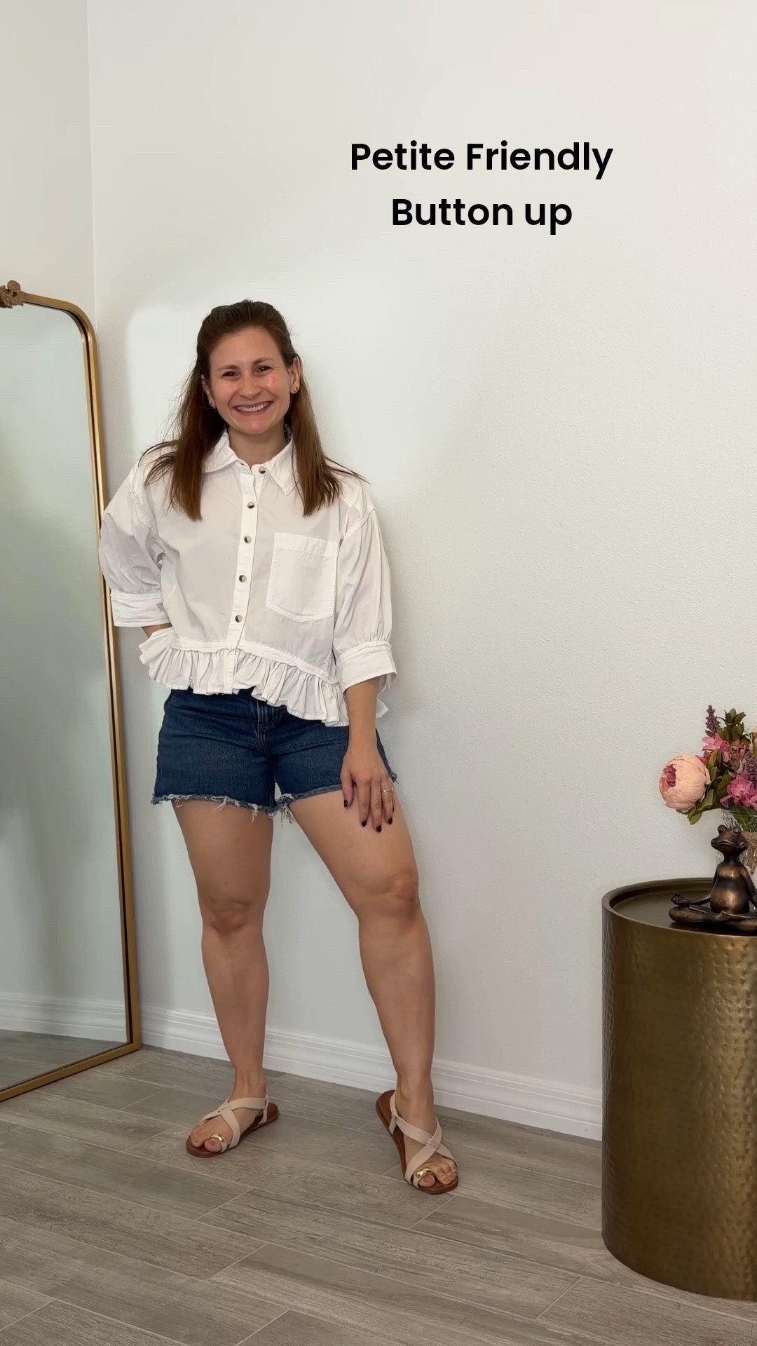 Petite friendly button up shirt — the sleeves are three quarters which helps me look elongated

#LTKPetite #LTKootd #LTKgrwm