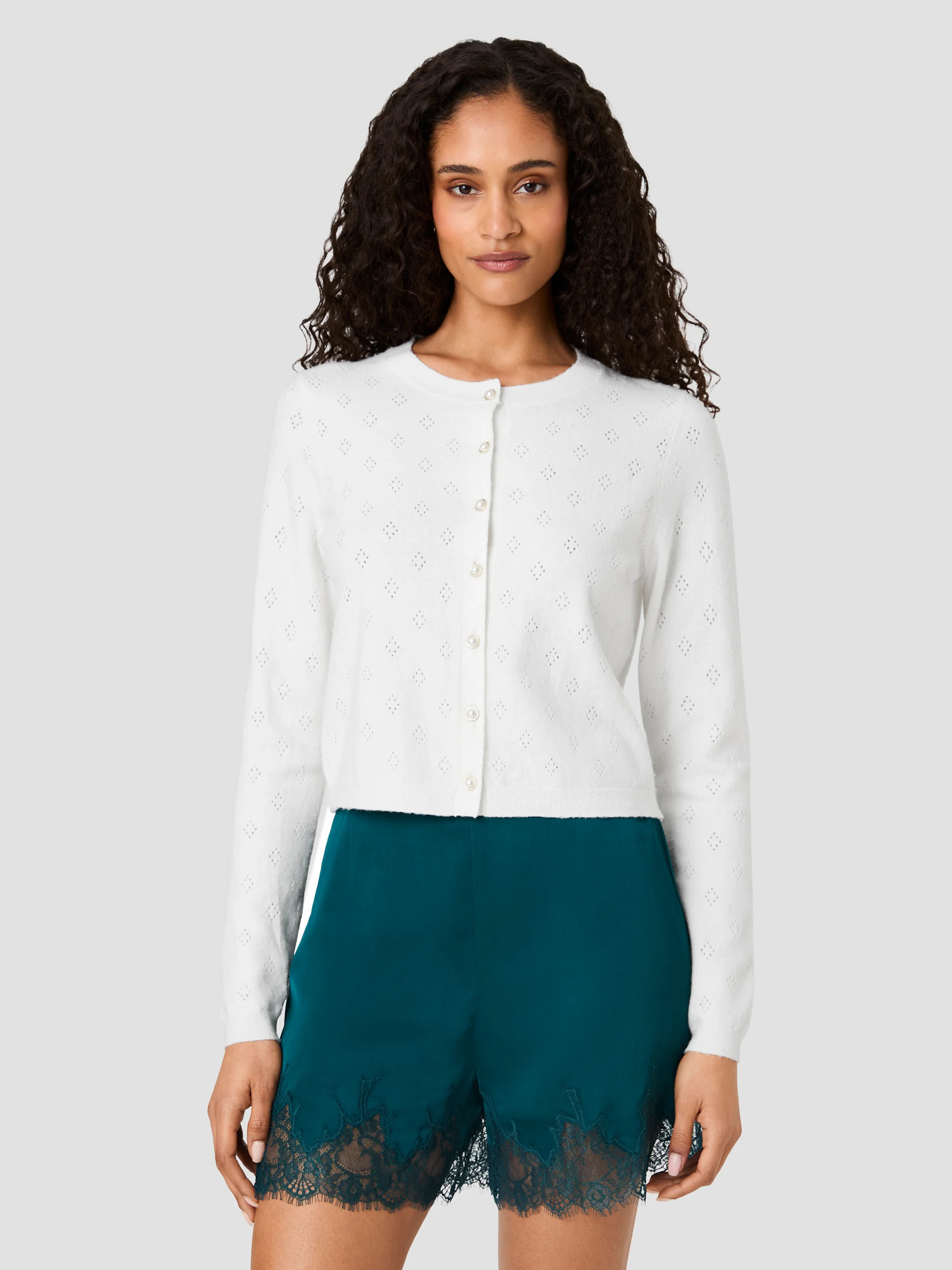 DAKOTA KNIT POINTELLE CARDIGAN | French Connection (US)