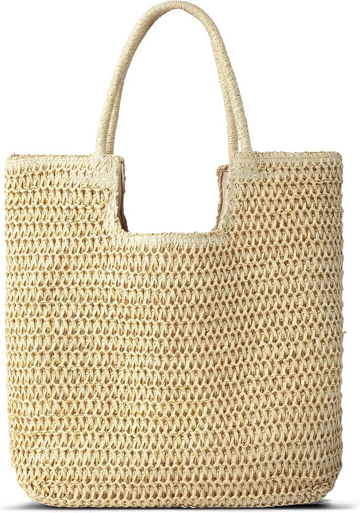 TOBEHIGHER Straw Beach Bags for Women - Summer Woven Tote Bag Shoulder Handbags, Large Beach Bag ... | Amazon (US)