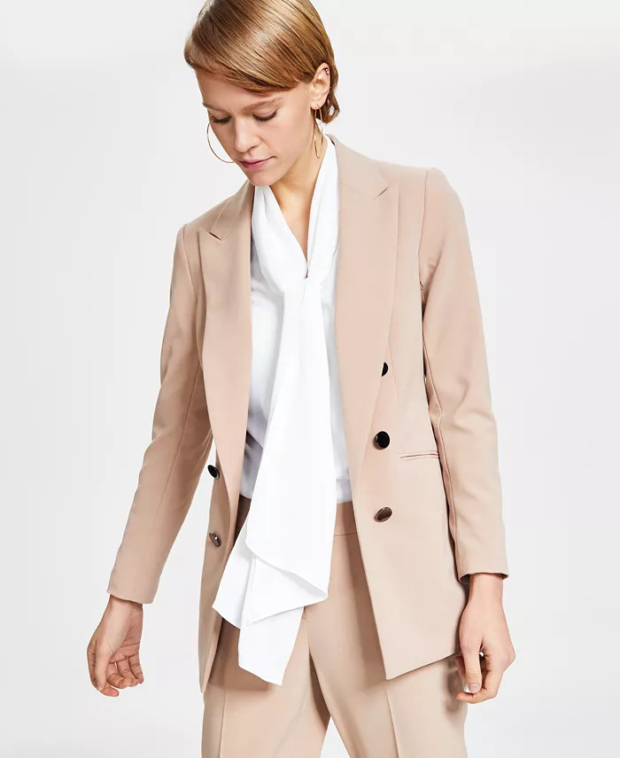 Women's Bi-Stretch Faux-Double-Breasted Jacket, Created for Macy's | Macys (US)